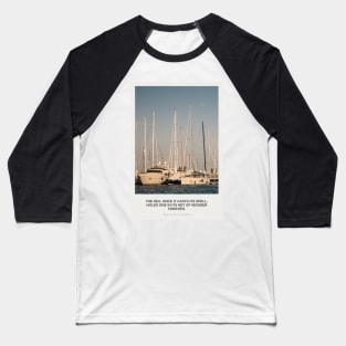 Mediterranean photography in Mallorca with yachts, palms and sea quote Baseball T-Shirt